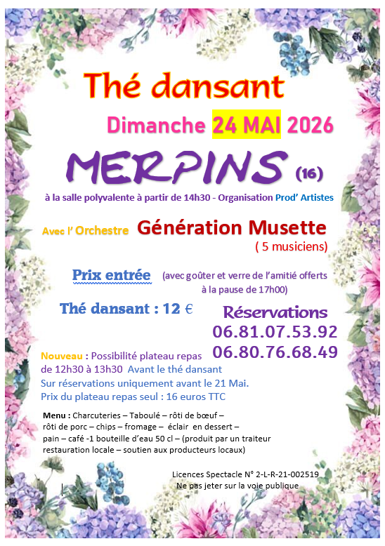 Thé dansant à MERPINS 24 mai 2026